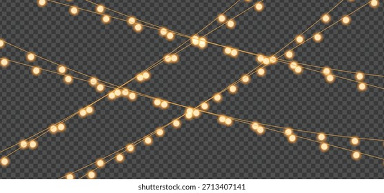 String of warm yellow christmas lights garland