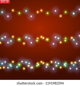 String wired christmas glowing lights in celebration and carnival concept.Vector eps1