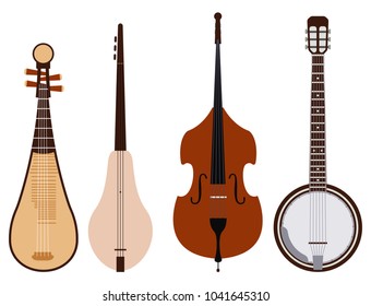 Stringed dreamed musical instruments classical orchestra art sound tool and acoustic symphony fiddle wooden equipment vector illustration