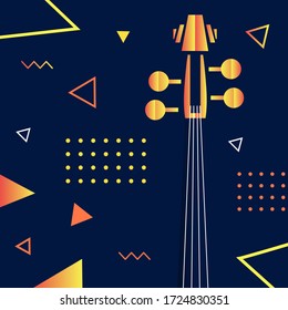 Stringed instrument with abstract music illustration