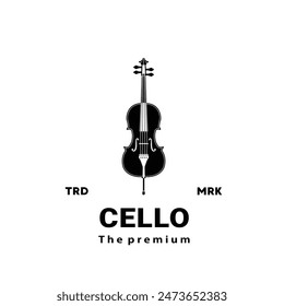 stringed instrument logo illustration, cello silhouette suitable for music stores and communities