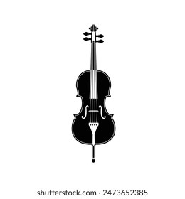 stringed instrument logo illustration, cello silhouette suitable for music stores and communities