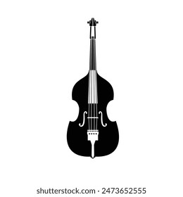 stringed instrument logo illustration, double bass silhouette suitable for music stores and communities