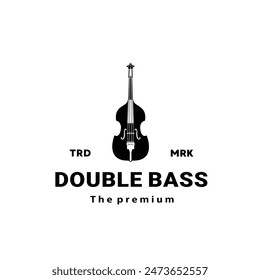 stringed instrument logo illustration, double bass silhouette suitable for music stores and communities