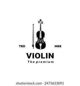  stringed instrument logo illustration, violin silhouette suitable for music stores and communities