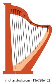 Stringed musical instrument harp vector 