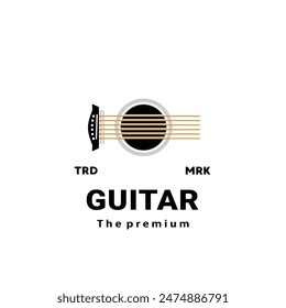 Ilustración de logotipo de instrumento musical de cuerda, silueta de guitarra adecuada para tiendas de música y comunidades