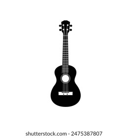 Stringed musical instrument logo illustration, ukulele silhouette suitable for music stores and communities