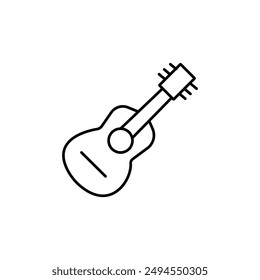 Stringed musical instrument logo illustration, electric guitar silhouette suitable for music stores and communities
