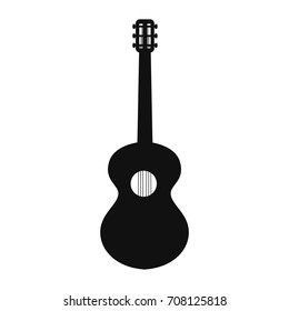 Stringed musical instrument sign. Vector black icon on white background