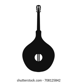 Stringed musical instrument sign. Vector black icon on white background