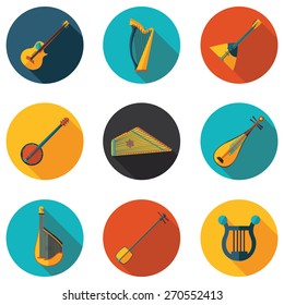 stringed musical instruments flat icons