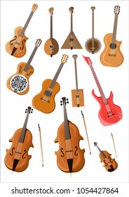 Stringed musical instruments, set of illustrations