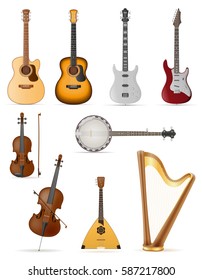 instrumentos musicales de cuerda ilustraciones vectoriales aisladas en fondo blanco