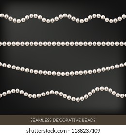 Strings of beads set, decoration elements, vector illustration