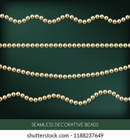 Strings of beads set, decoration elements, vector illustration