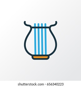 Strings Colorful Outline Symbol. Premium Quality Isolated Harp  Element In Trendy Style.