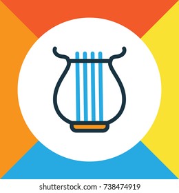 Strings Colorful Outline Symbol. Premium Quality Isolated Harp  Element In Trendy Style.