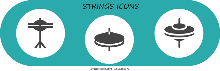 strings icon set. 3 filled strings icons.  Simple modern icons about  - Cymbals