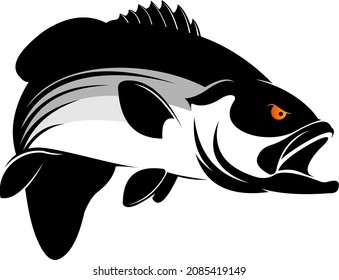 STRIP BASS FISH VECTOR FOR FISHING AND OUTDOOR LOGO COMPANY