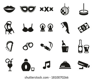 Strip Club Icons Black & White Set Big