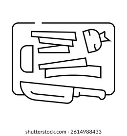 strip cut slice carrot line icon vector. strip cut slice carrot sign. isolated contour symbol black illustration