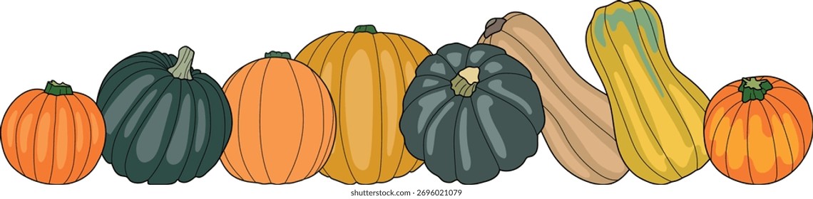 Tira de diferentes Formas y Colores Calabazas
