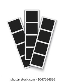 Strip Of Emty Photos From Instant Photo Booth Isolated White Background, Vector