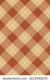 Strip fabric pattern background, post check plaid vector. Sofa textile tartan seamless texture in burly wood and orange colors palette.