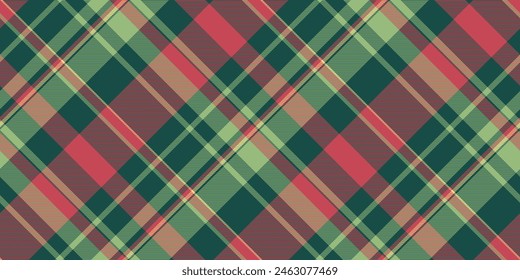 Strip fabric plaid background, layered check pattern textile. Isolation texture seamless vector tartan in teal and red color.
