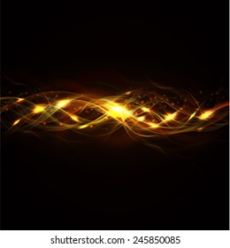 strip fire curve isolate on the black background and space for text, Vector illustration