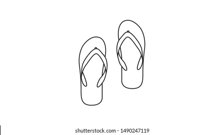 Strip Flip Flops Top View flat design vector line art