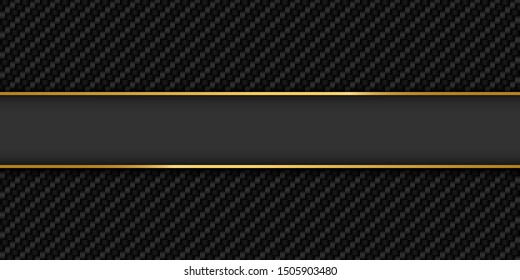 Strip with a gold border on a dark background, vector seamless texture of corbone cloth