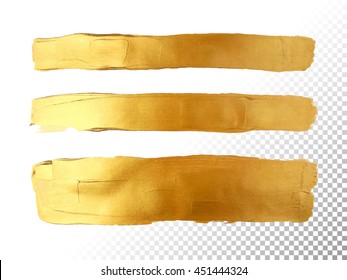 Strip gold texture. Vector golden hand painted smear stroke stain. Abstract art background. Foil glittering banner.