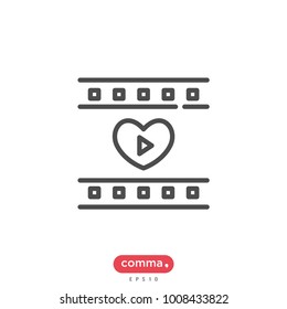 Strip with heart vector icon