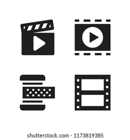 strip icon. 4 strip vector icons set. film roll, movie and movie player icons for web and design about strip theme