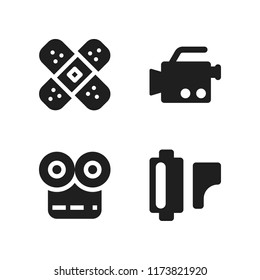 strip icon. 4 strip vector icons set. film roll, movie player and band aid icons for web and design about strip theme
