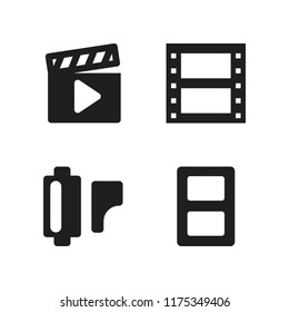 strip icon. 4 strip vector icons set. film strip, film roll and movie icons for web and design about strip theme