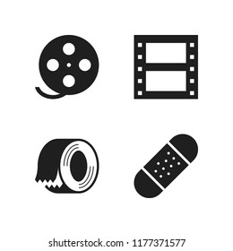 strip icon. 4 strip vector icons set. tape, film roll and bandage icons for web and design about strip theme