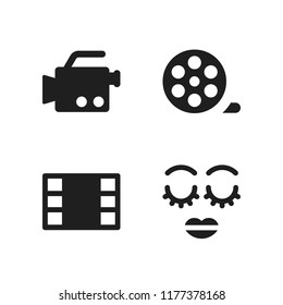 strip icon. 4 strip vector icons set. eyelash, film and film roll icons for web and design about strip theme