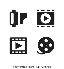 strip icon. 4 strip vector icons set. movie player and film roll icons for web and design about strip theme