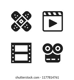 strip icon. 4 strip vector icons set. movie player, band aid and film roll icons for web and design about strip theme