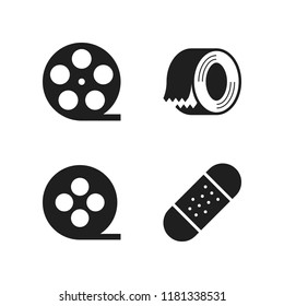 strip icon. 4 strip vector icons set. film reel, film and tape icons for web and design about strip theme