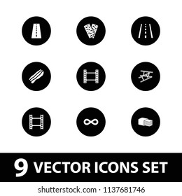 Strip icon. collection of 9 strip filled icons such as runway, movie tape, bandage, camera tape, eternity. editable strip icons for web and mobile.