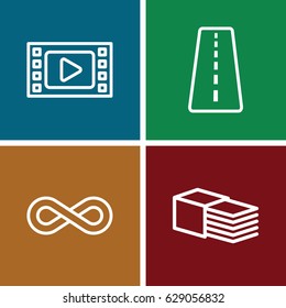 Strip icons set. set of 4 strip outline icons such as runway, bandage, eternity