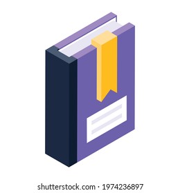 Strip inside a book, isometric vector of bookmark 