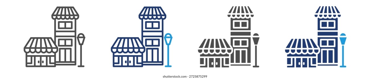 Conjunto de iconos de centro comercial de tiras de estilo múltiple