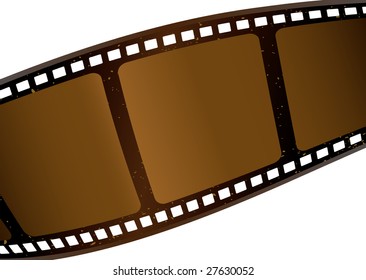 Strip of negative film with aged effect in brown with copyspace