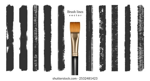 Strip paint .Brush paint vector set. Roller brushes .Abstract spot. Grunge background.