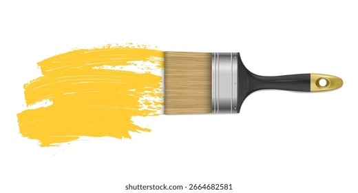 Strip paint .Yellow background. Paint splatter. Grunge Abstract. Vector illustration.
